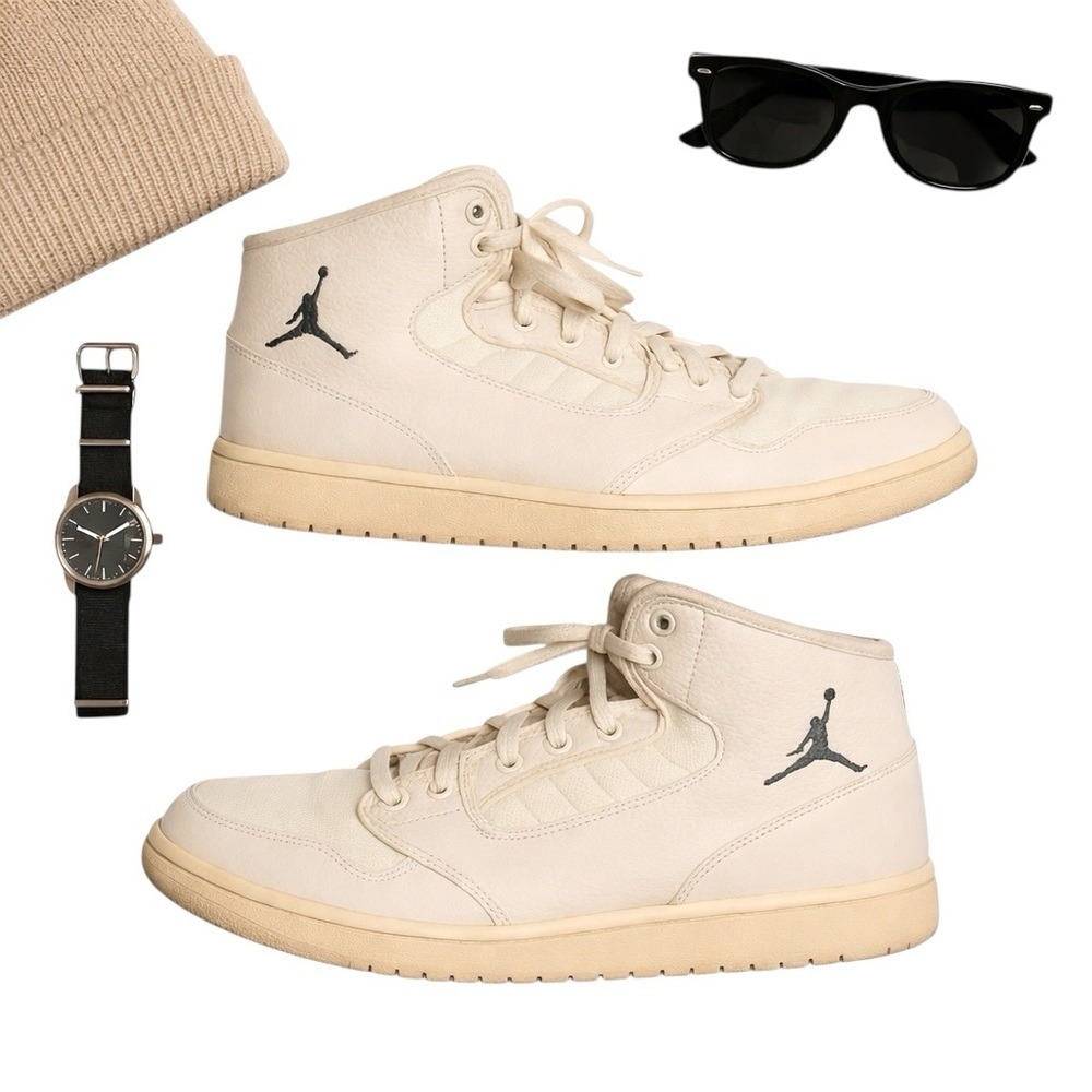 Nike Air Jordan 1 Retro KO High OG Sail White Monochrome 638471-100 Men's 9 GUC